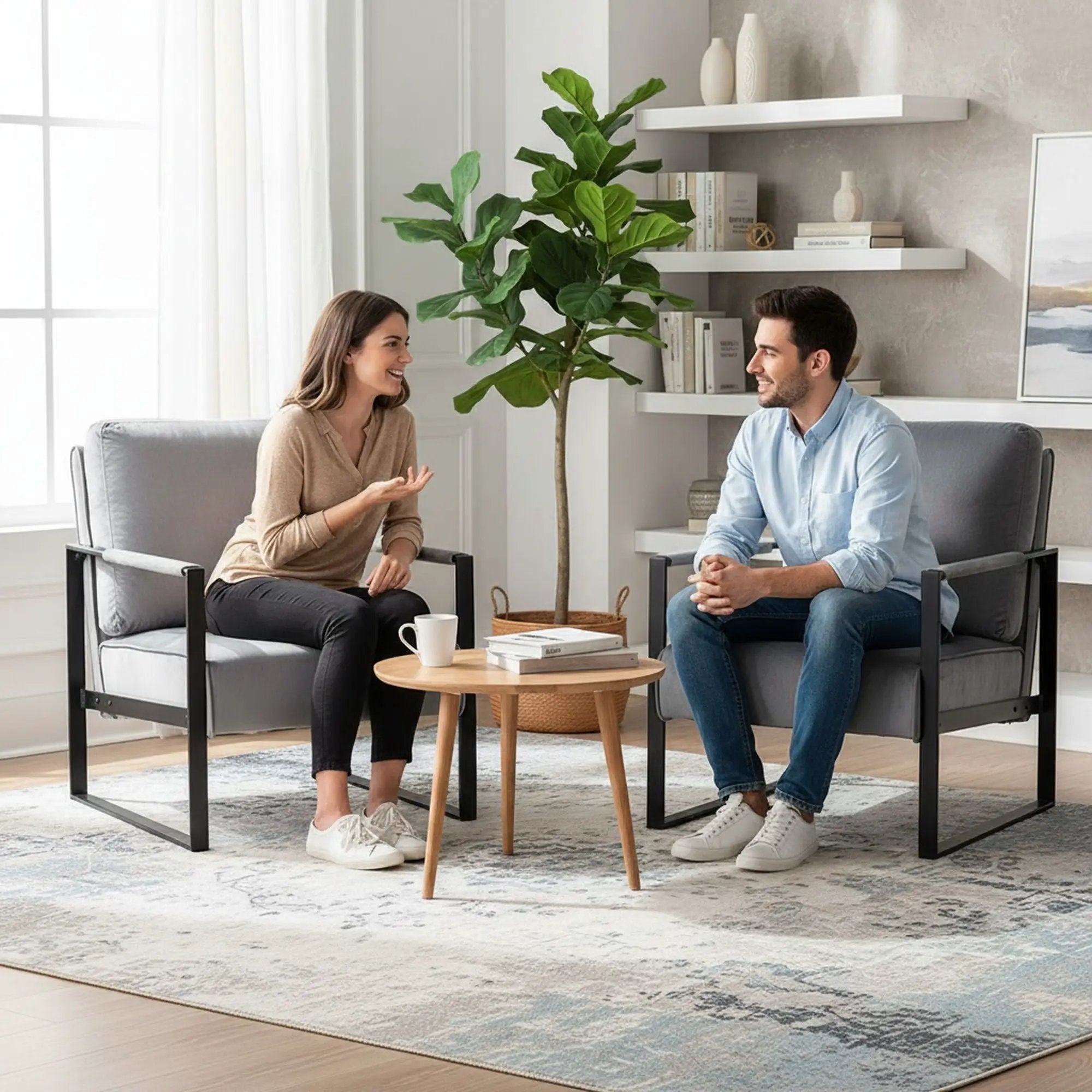 Classic Mid Century Modern Accent Chair With Durable Square Metal Frame, Armchair by Unique Piece Furniture