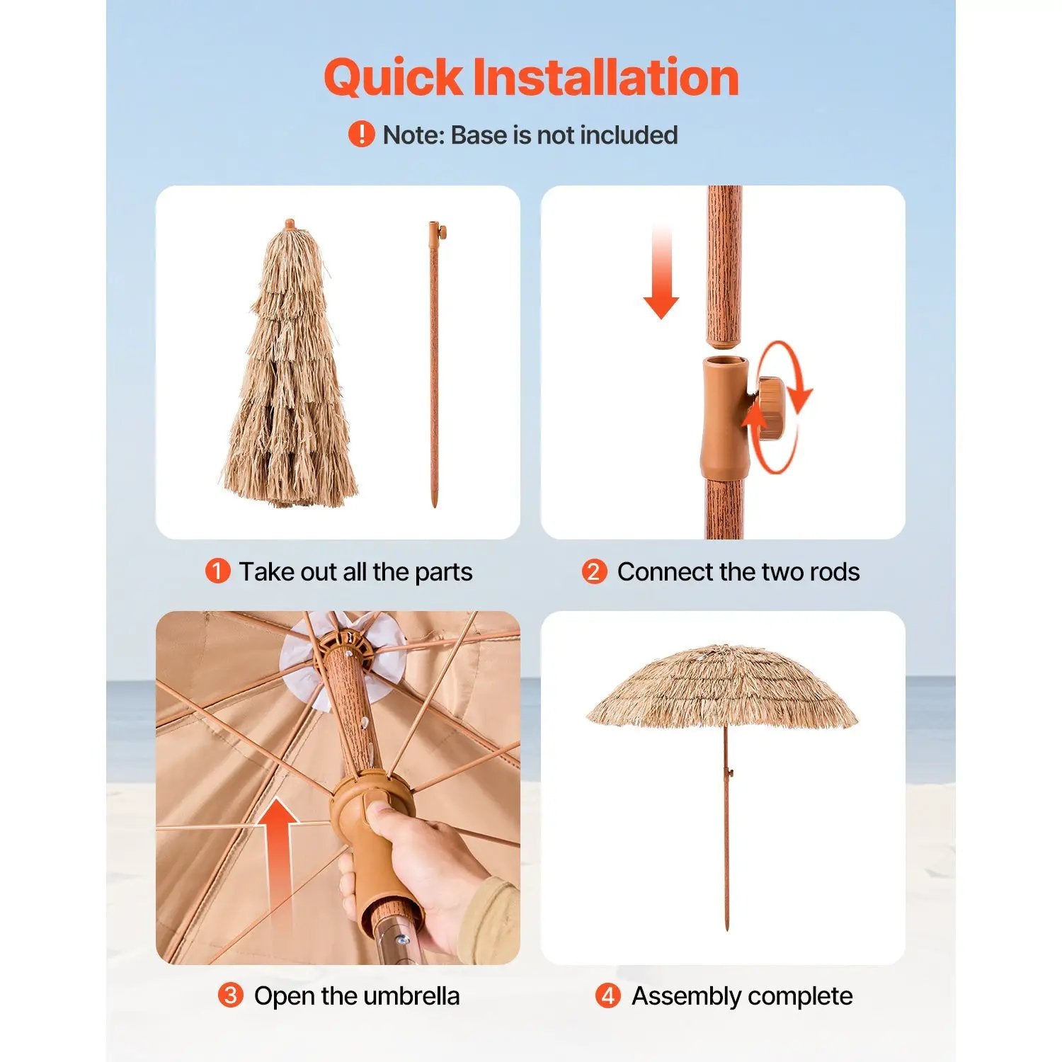 Tiki Umbrella Thatched Patio Umbrella 6 ft Poolside Beach Umbrella by HouseOfZazla