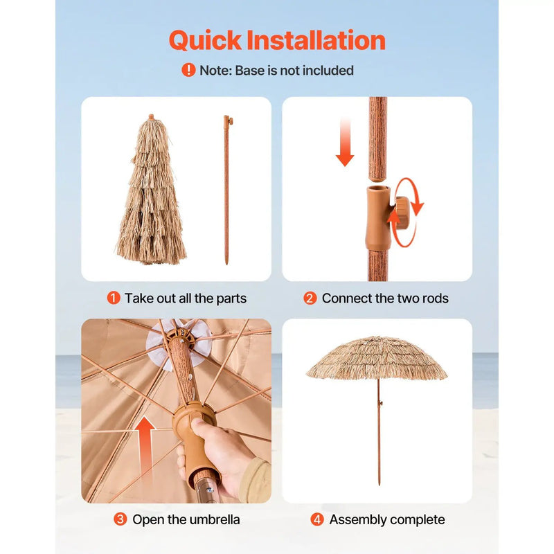 Tiki Umbrella Thatched Patio Umbrella 6 ft Poolside Beach Umbrella by HouseOfZazla