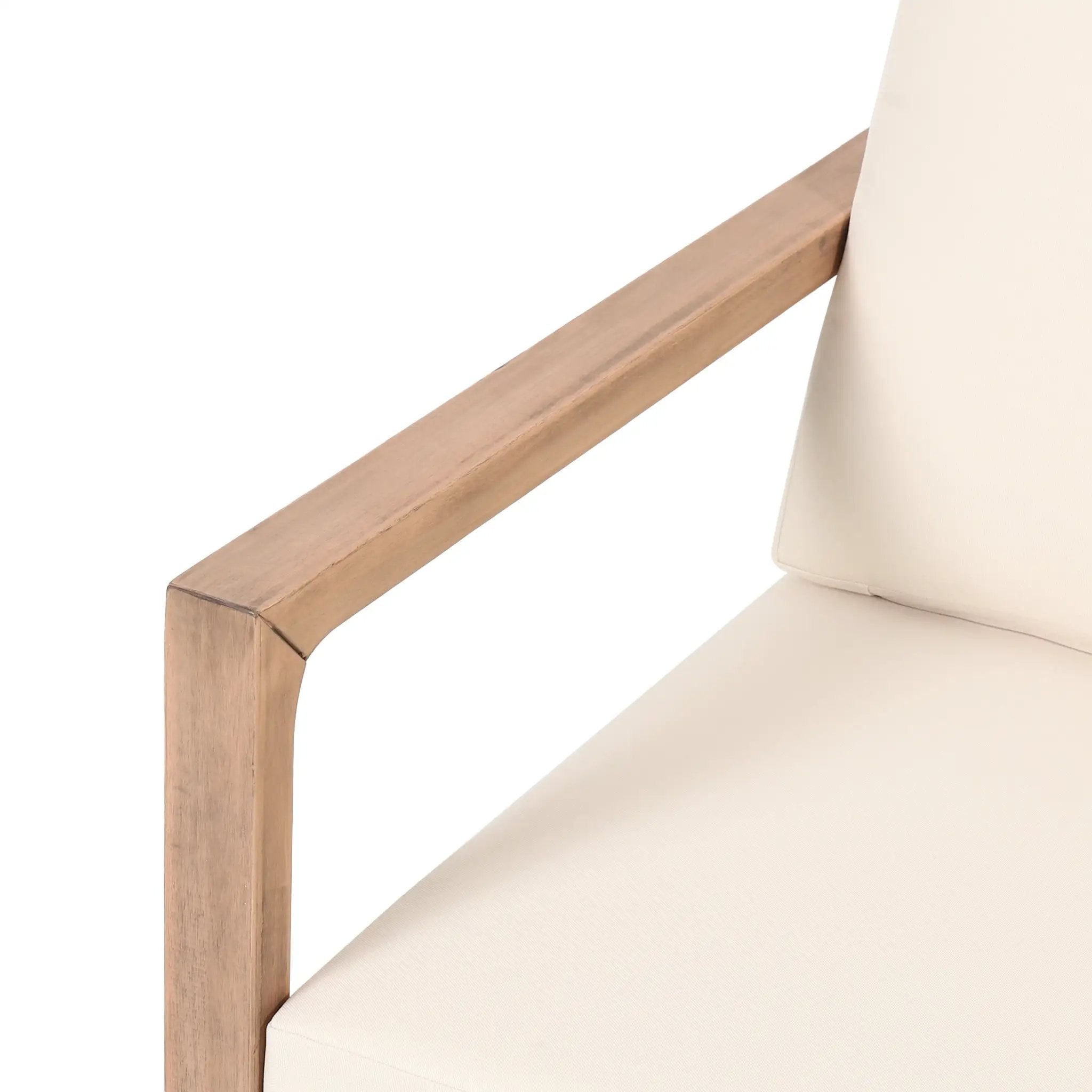 Set of 2 Outdoor Acacia Wood Patio Club Chairs with Beige Cushions by HouseOfZazla
