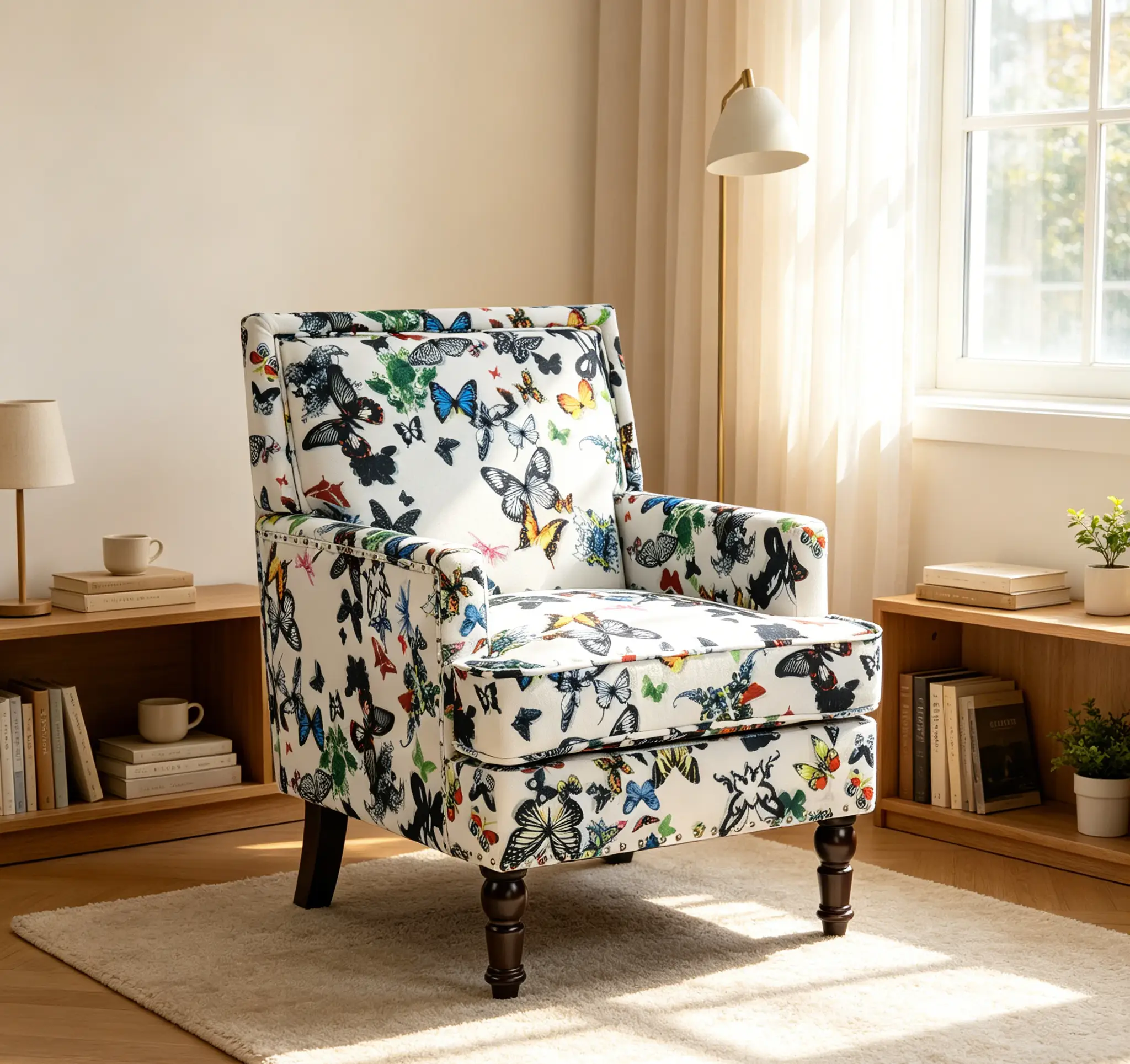 Upholstered Accent Chair - Vintage Armchair with Solid Wood Legs by HouseOfZazla