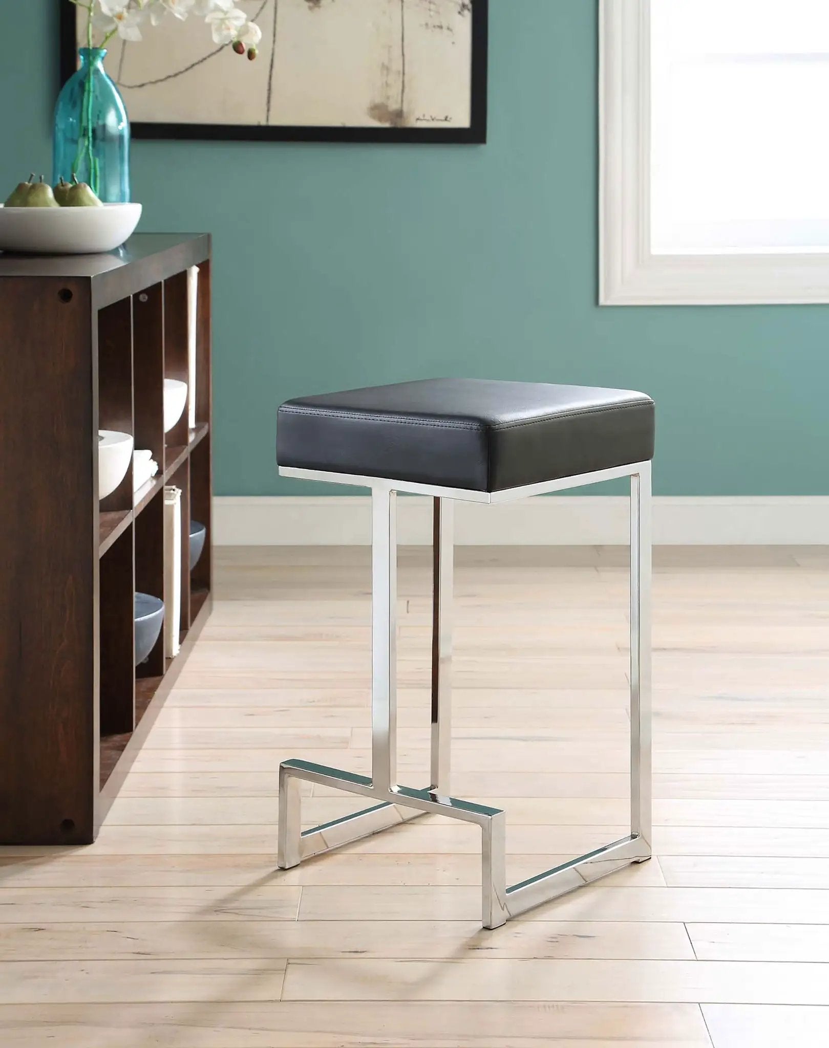 Gervase Square Counter Height Stool Black and Chrome by Unique Piece Furniture