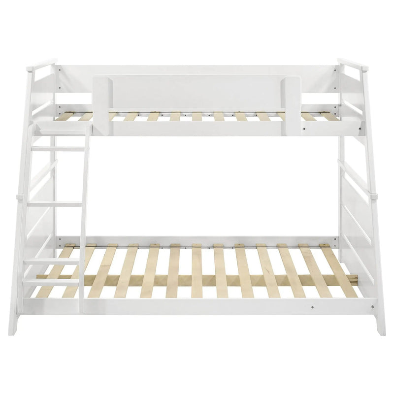 Holden Wood Veneer Twin Over Full Bunk Bed White by Unique Piece Furniture