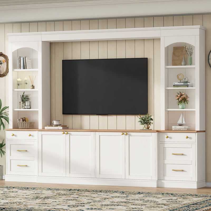 Farmhouse Arched Entertainment Center Wall Unit