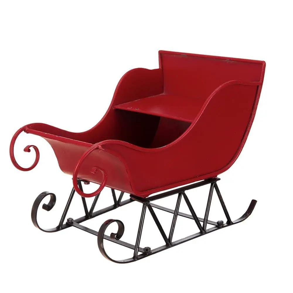 Iron Sleigh Large, Distressed Christmas Santa Sleigh Holiday Decoration by HouseOfZazla