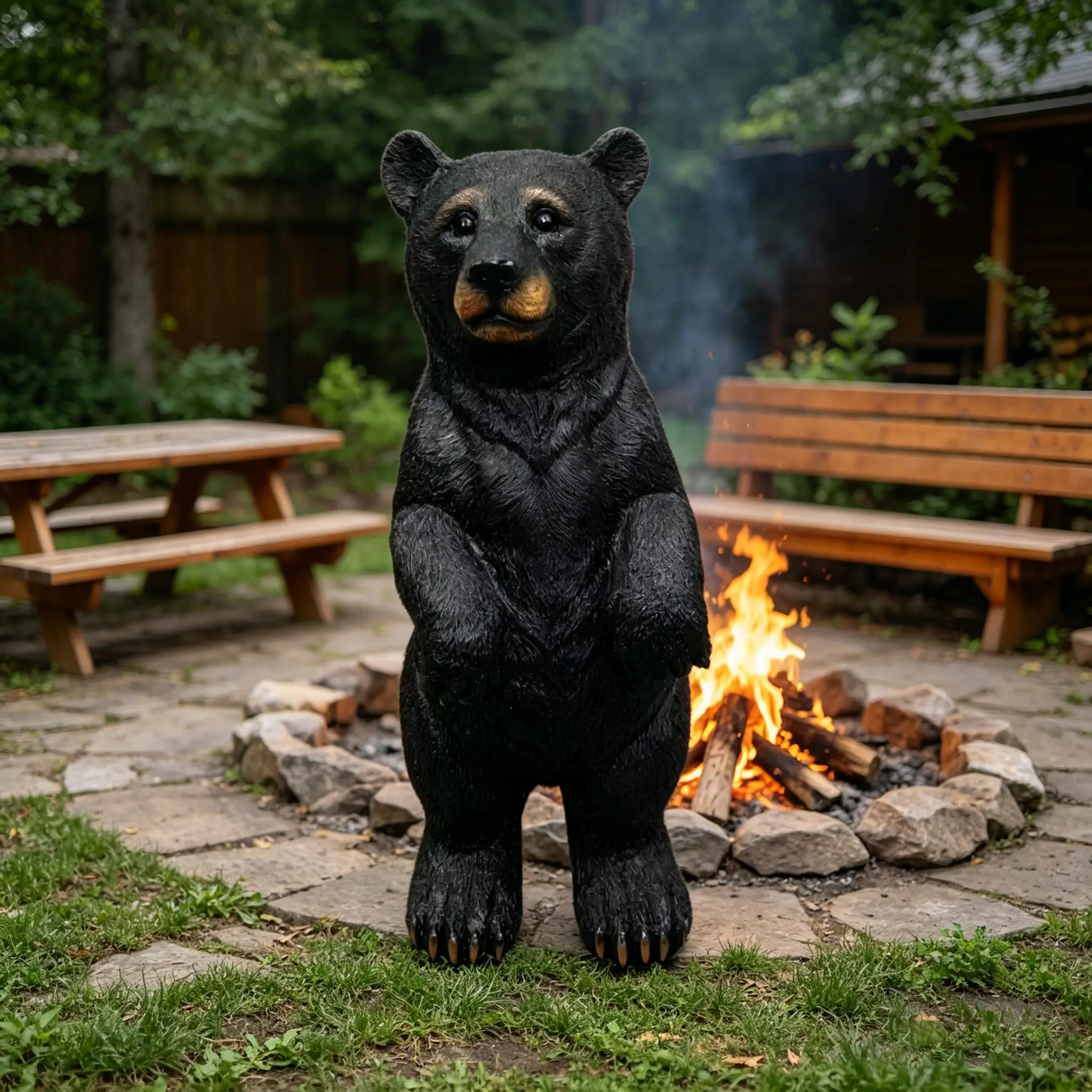 19.69" Weather Resistant Resin Standing Black Bear Sculpture by HouseOfZazla