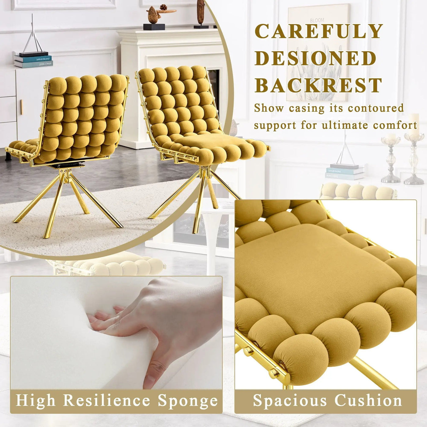 Puffy Bubble, Ball Chain Dining Chairs For Dining Room (Set of 2) by HouseOfZazla