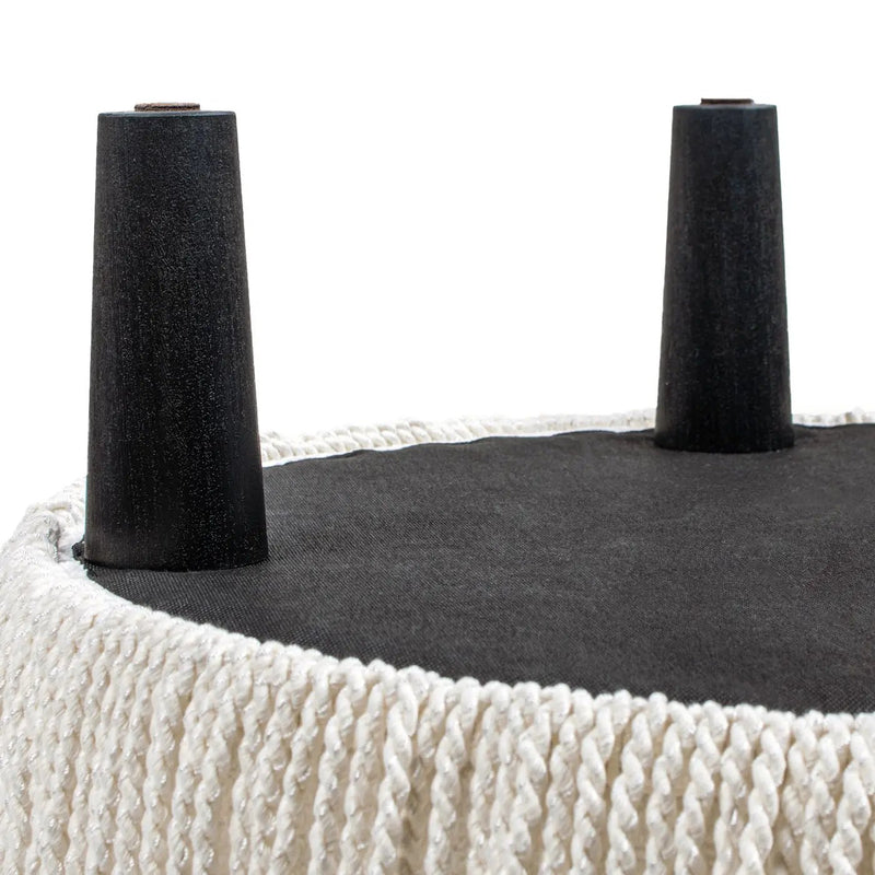 Yolanda - Round Upholstered Accent Ottoman - Almond White by HouseOfZazla