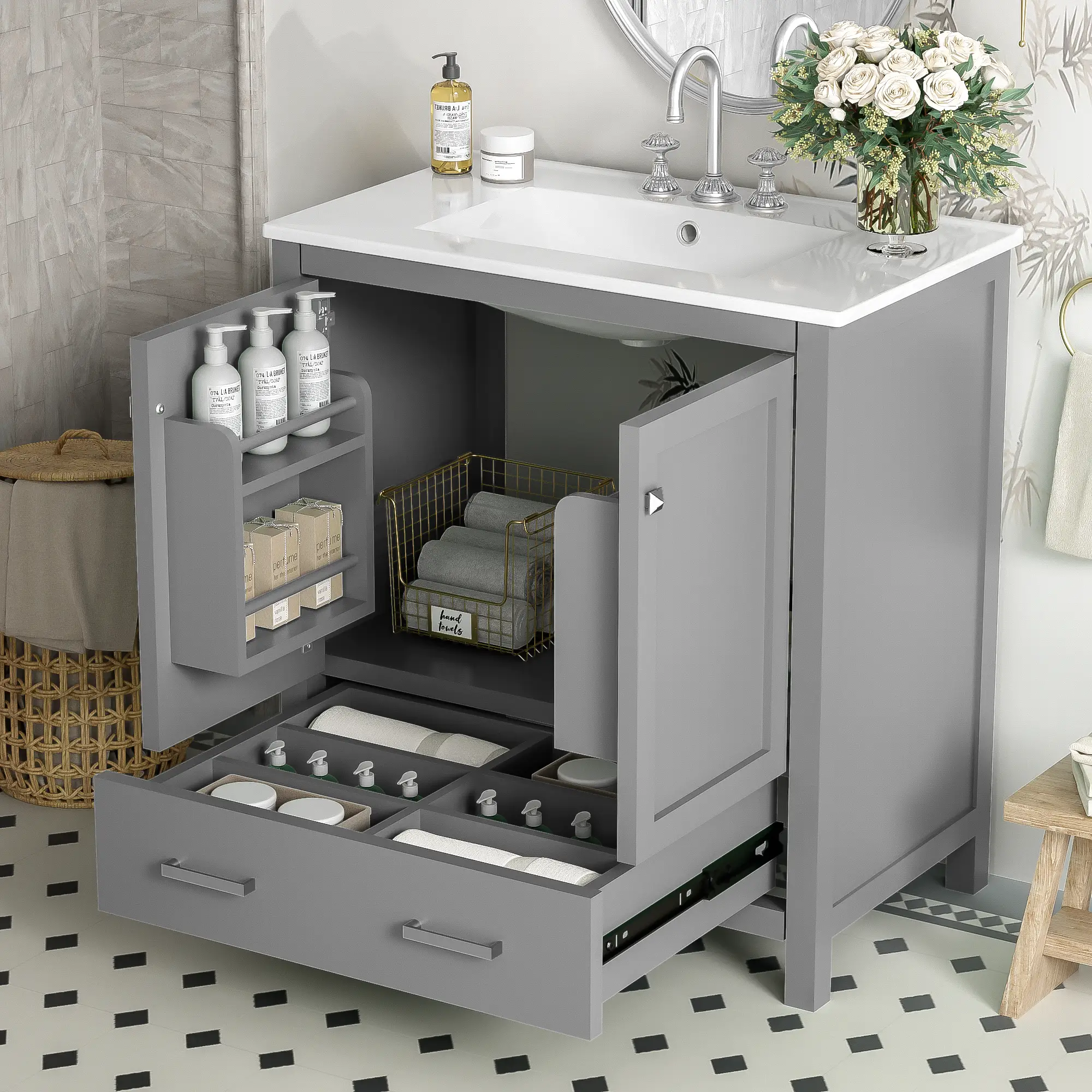 30" Blue Bathroom Vanity with Single Sink by HouseOfZazla