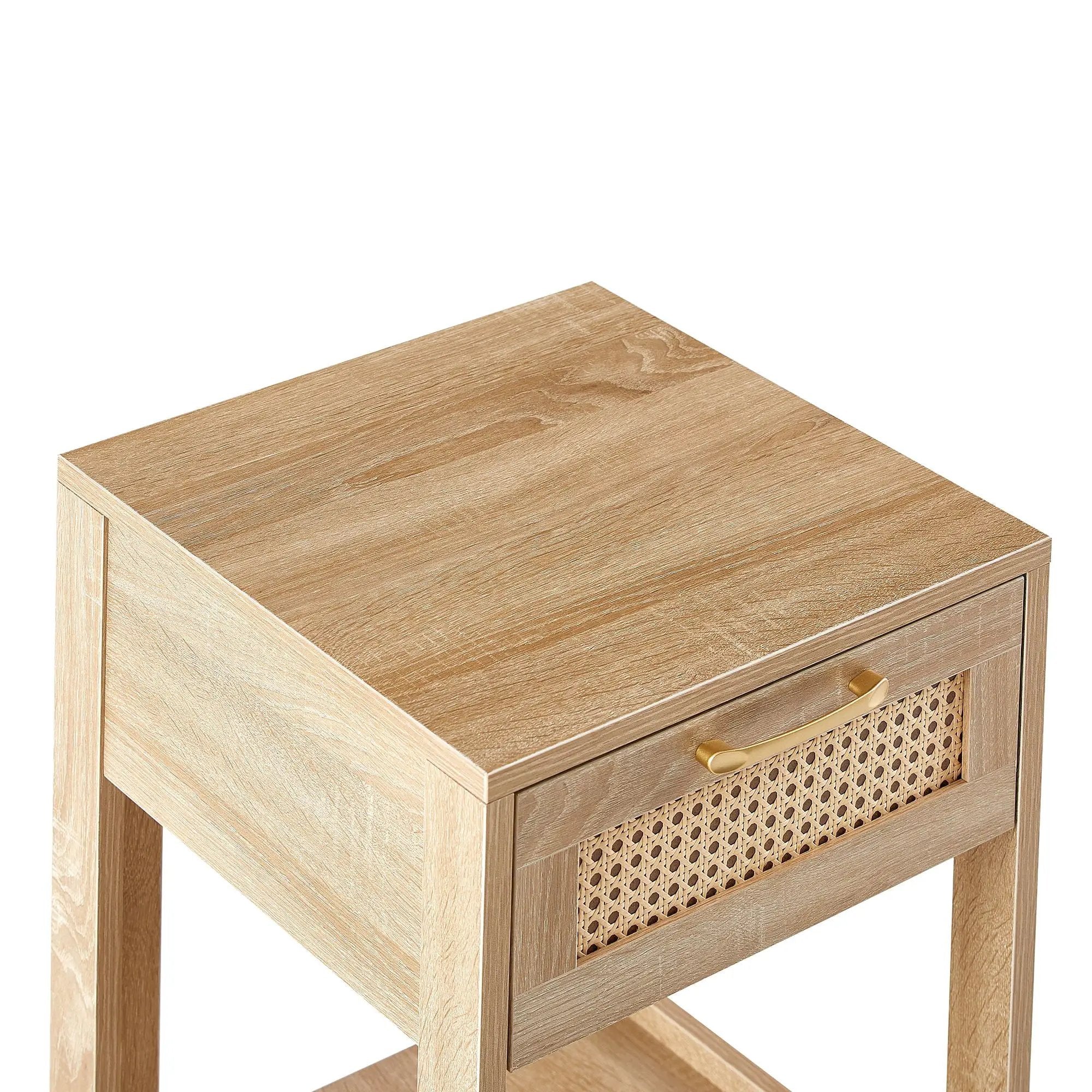 15.75" Rattan End Table With Drawer, Modern Nightstand, Side Table For Living Room, Bedroom by HouseOfZazla
