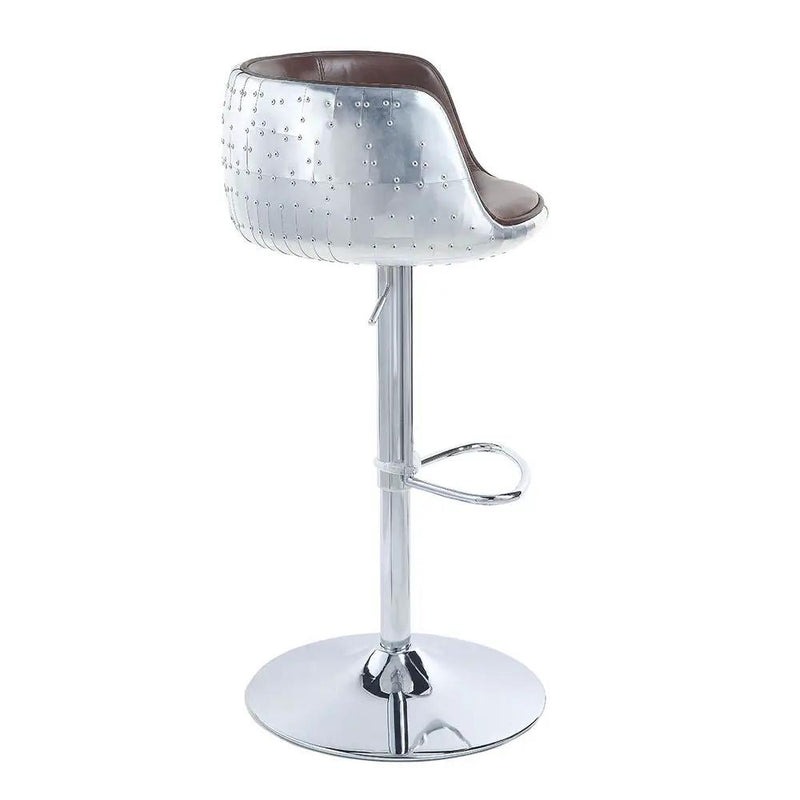 Brancaster - 41" Adjustable Stool With Swivel - Vintage Brown Top Grain Leather & Aluminum by Unique Piece Furniture
