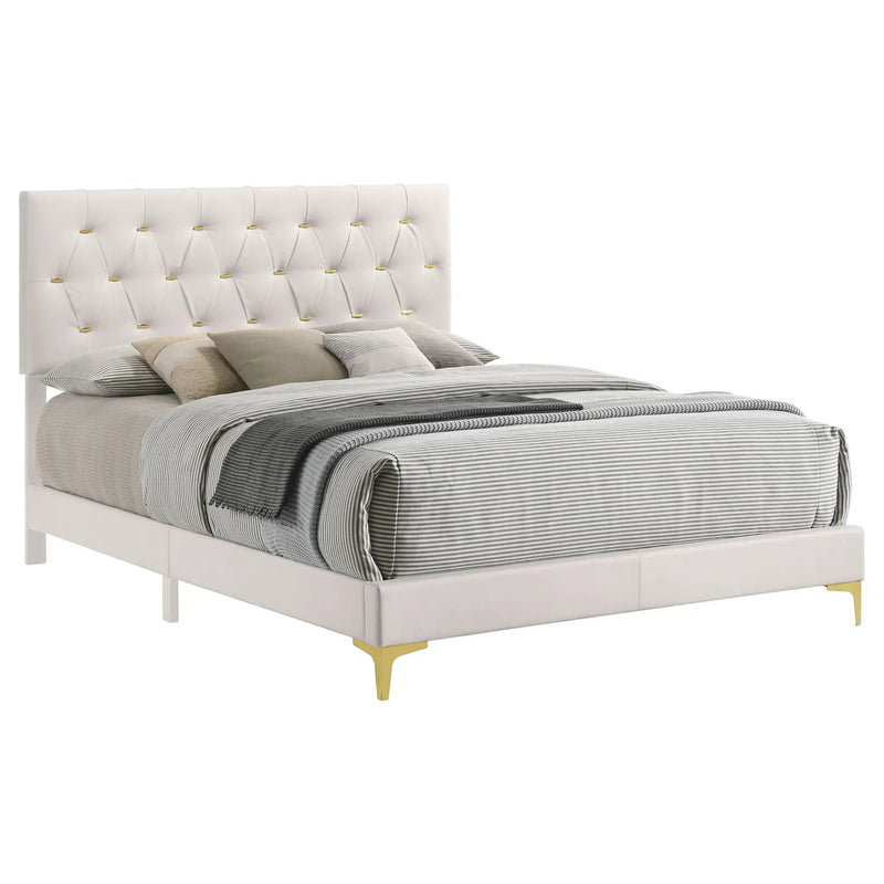 Kendall Upholstered Queen Panel Bed White by Unique Piece Furniture