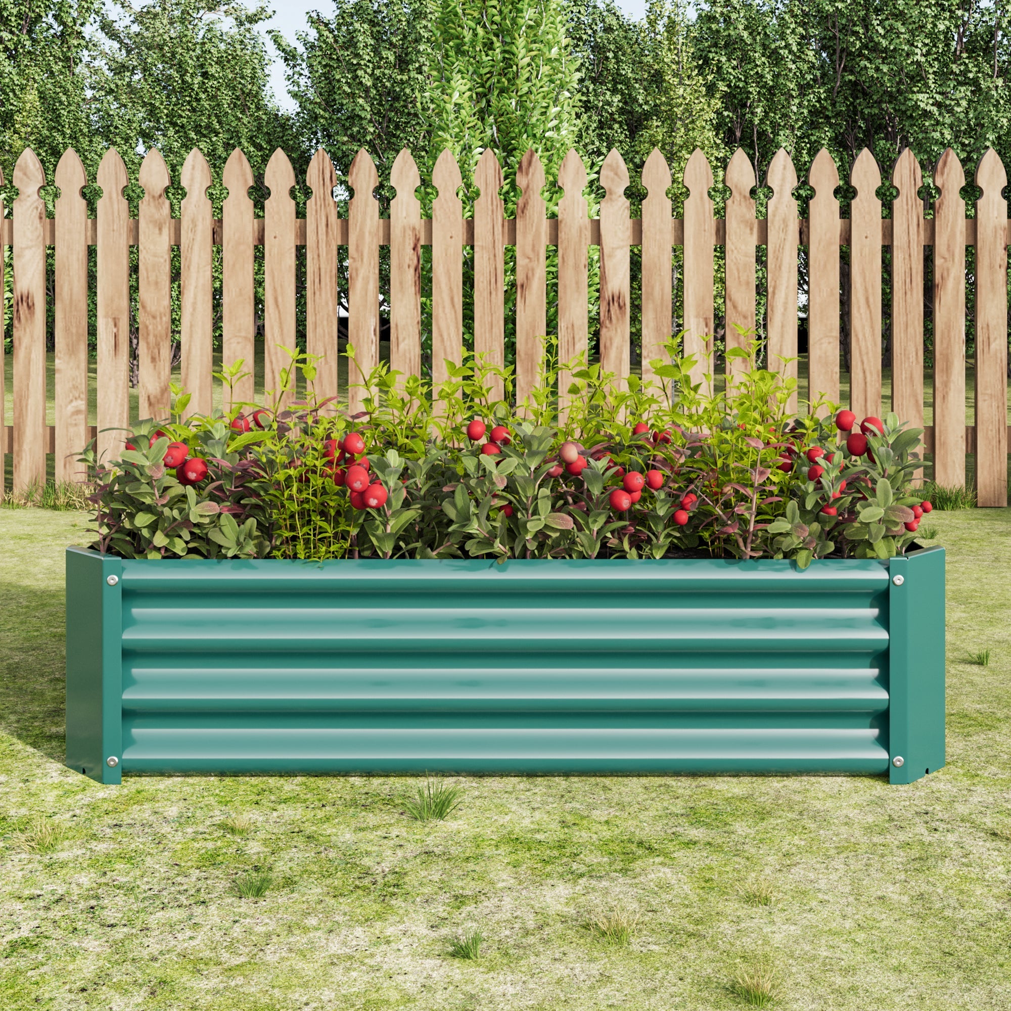 Metal Raised Garden Bed, Rectangle Raised Planter 4×2×1ft by HouseOfZazla