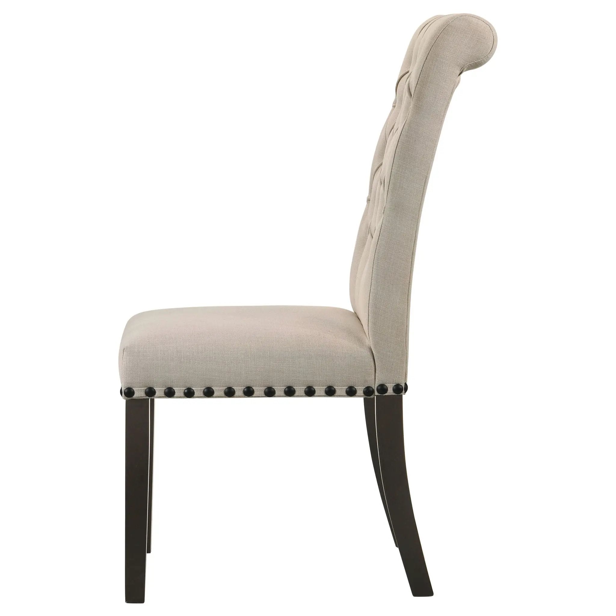 Alana Upholstered Dining Side Chair Beige Smokey Black (Set of 2) by Unique Piece Furniture