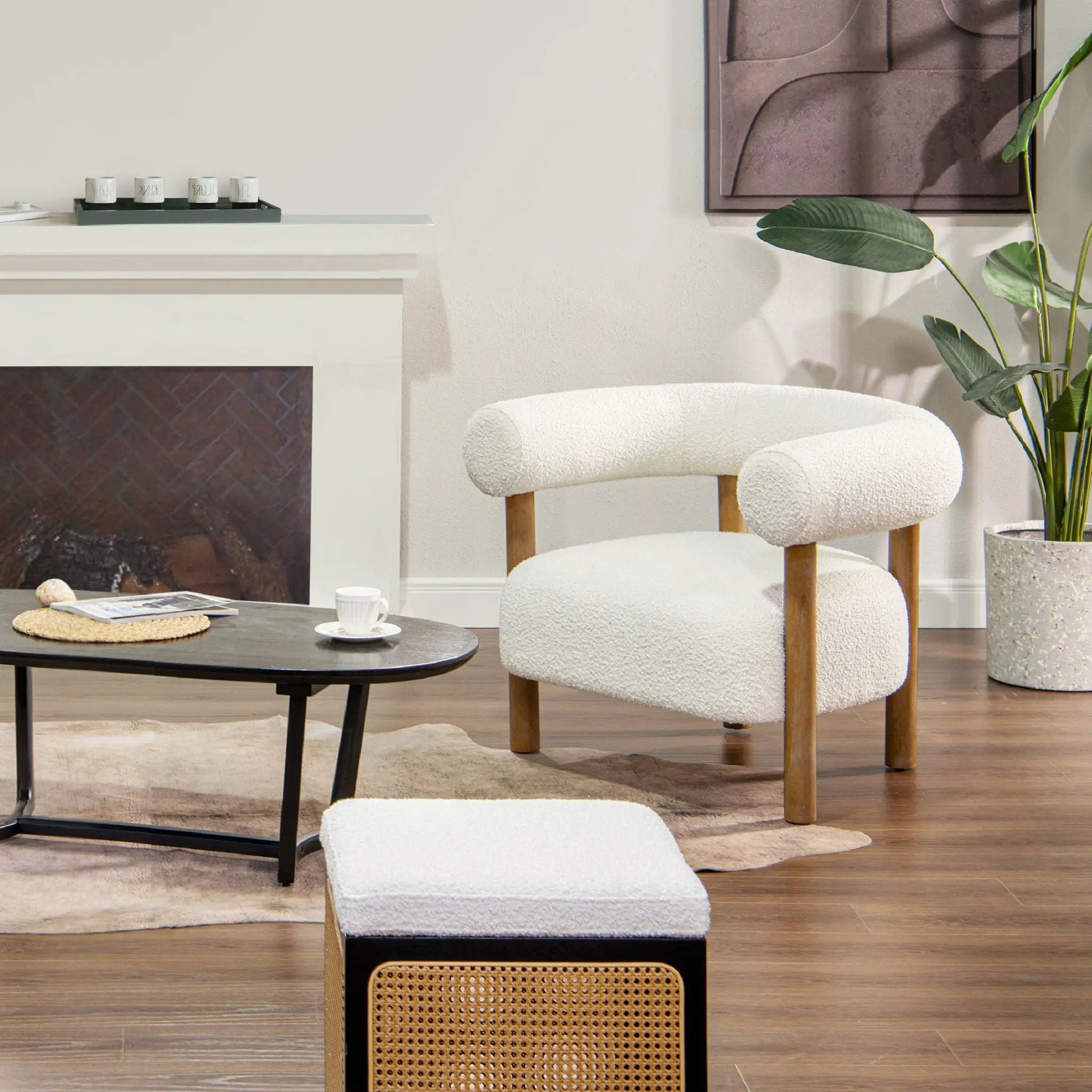 Fuji - Barrel Accent Arm Chair - Ivory White by Unique Piece Furniture