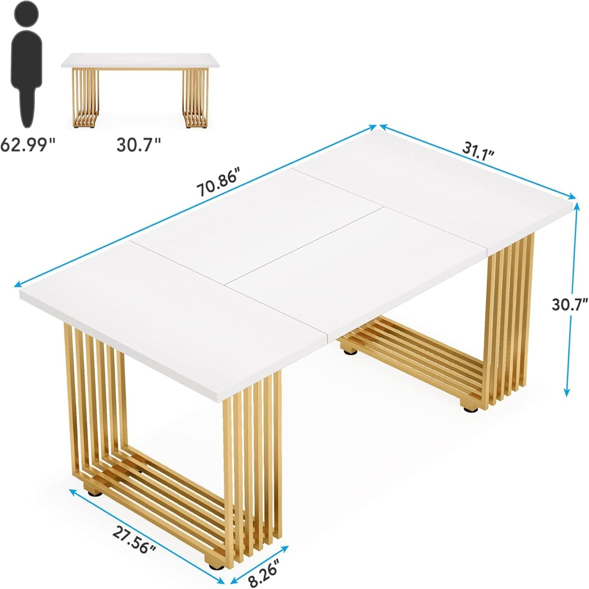 Office Executive Desk For Home Office - White / Gold by HouseOfZazla