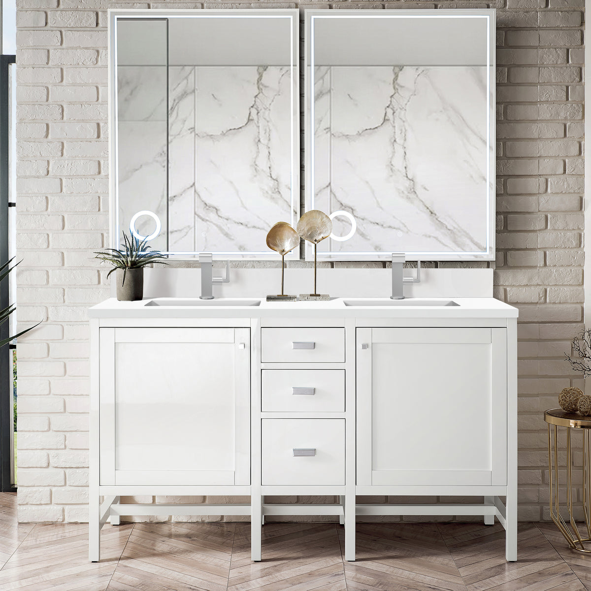James Martin Addison 60" Double Bathroom Vanity, Glossy White, view 12