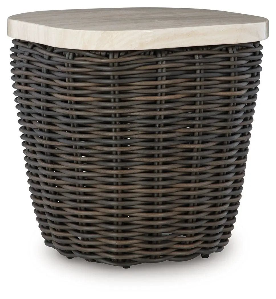 Kimora - Square End Table - Beige / Dark Brown by Unique Piece Furniture
