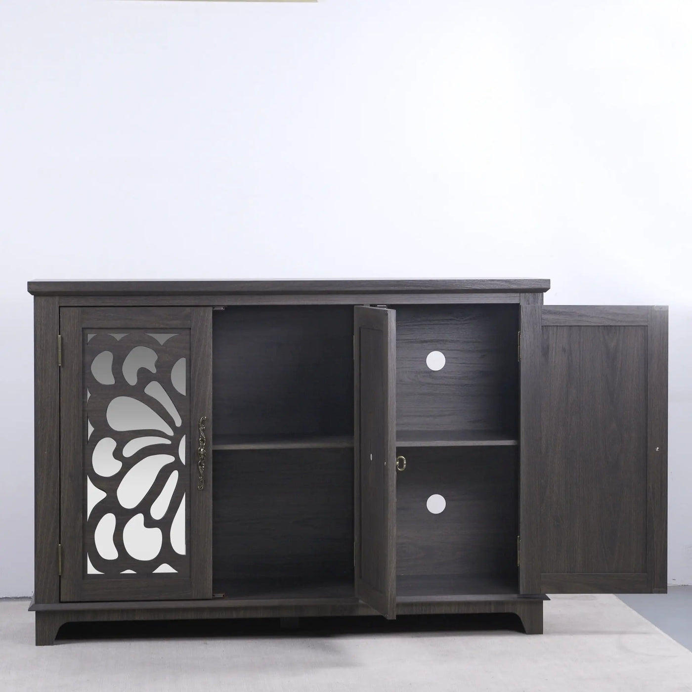 3 Door Mirrored Sideboard Cabinet With Adjustable Shelves by HouseOfZazla