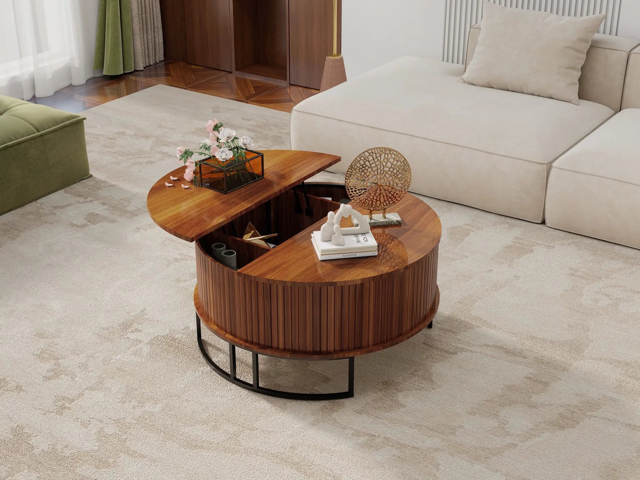 31.5" Round Coffee Table with Storage by HouseOfZazla