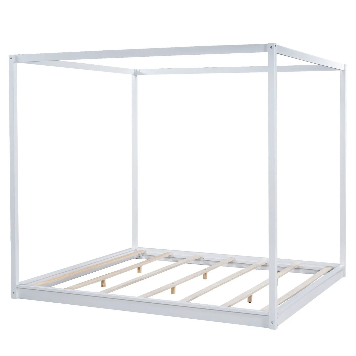 Wood Canopy Platform Bed With Support Legs And Airflow Slats by HouseOfZazla