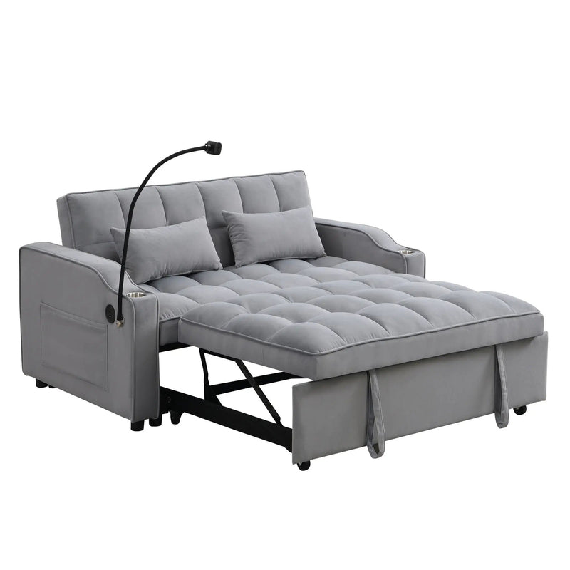 Modern Loveseat With Pullout Bed, Adjustable Reclining Backrest by HouseOfZazla