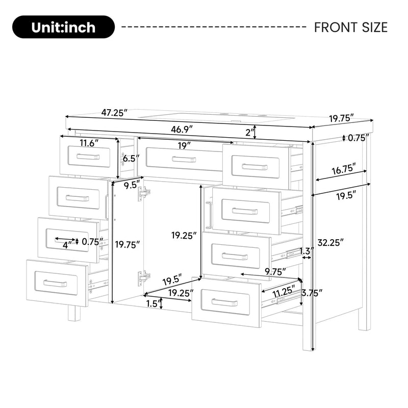 Bathroom Vanity Cabinet with 2 Soft Close Doors and 8 Drawers by HouseOfZazla