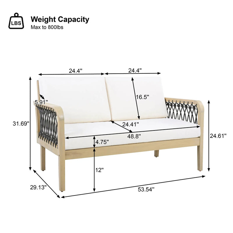 4-Piece Acacia Wood Outdoor Patio Furniture Set by HouseOfZazla