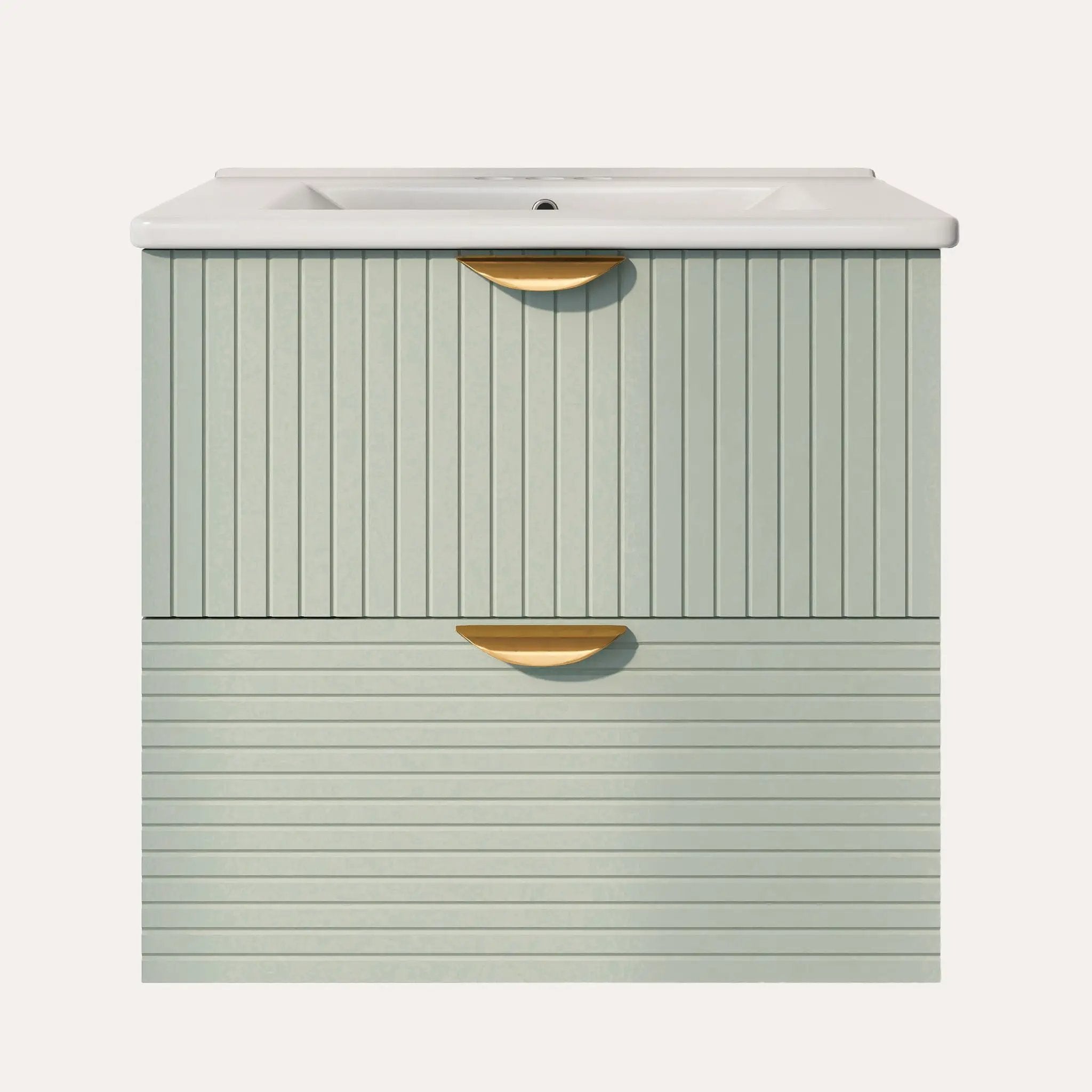 Modern Wall-Mounted Bathroom Vanity With 2 Drawers, Ideal For Small Bathrooms - Green by HouseOfZazla