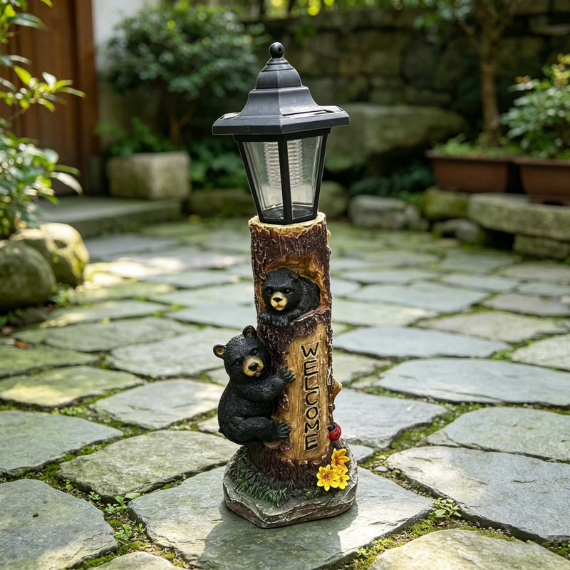 Solar-Powered Bear Welcome Statue by HouseOfZazla