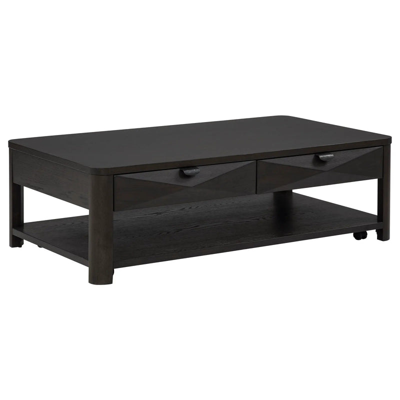 Marcelo Wood Coffee Table with 2 Drawers and Shelf Coffee by Unique Piece Furniture