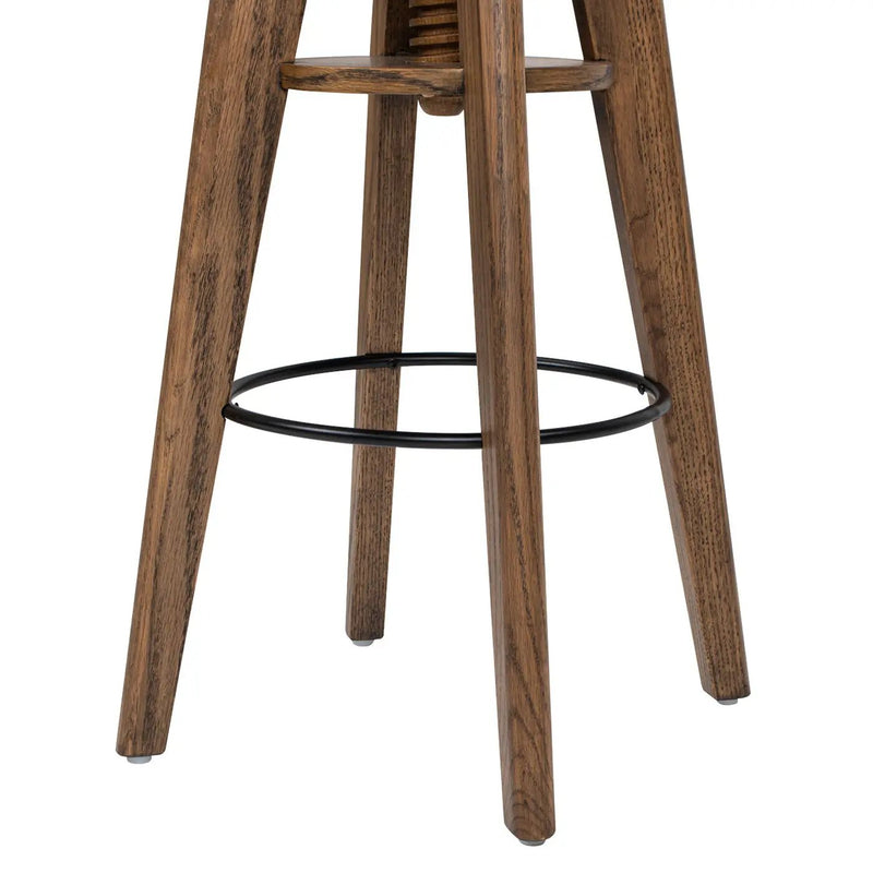 Spencer - Minimalist Oak Adjustable Bar Counter Stool - Walnut Brown Oak by HouseOfZazla