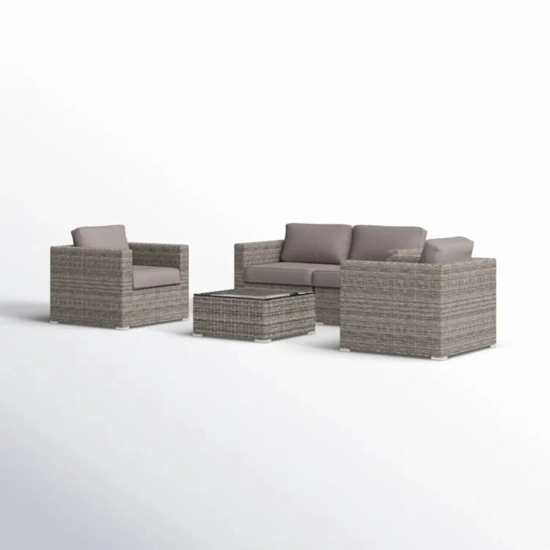 Wicker Seating Group Set With Table And Cushions by HouseOfZazla