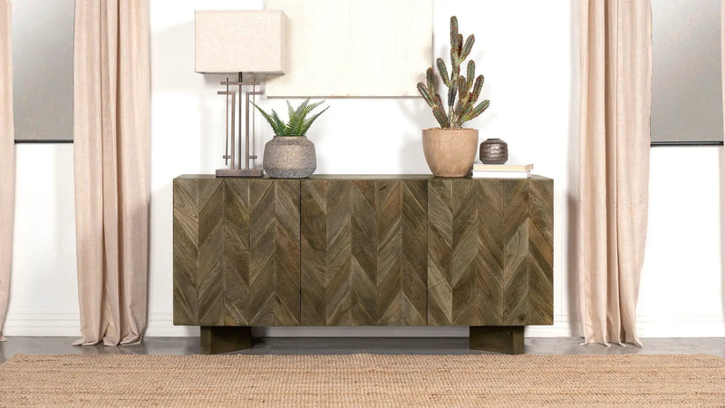 Tyler 3-door Solid Wood Sideboard Buffet Cabinet Mango Brown by Unique Piece Furniture