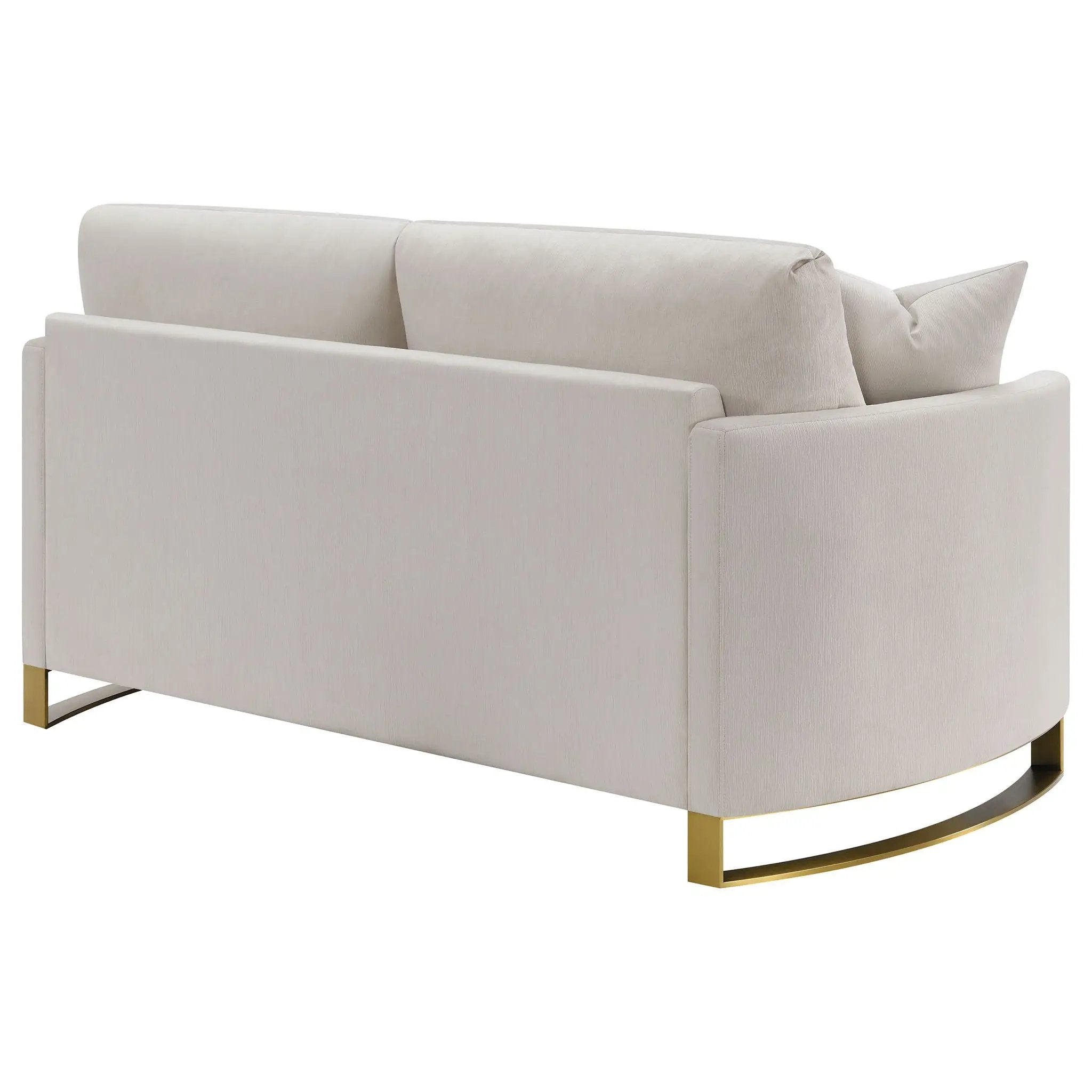 Corliss Upholstered Curved Track Arm Loveseat Beige by Unique Piece Furniture