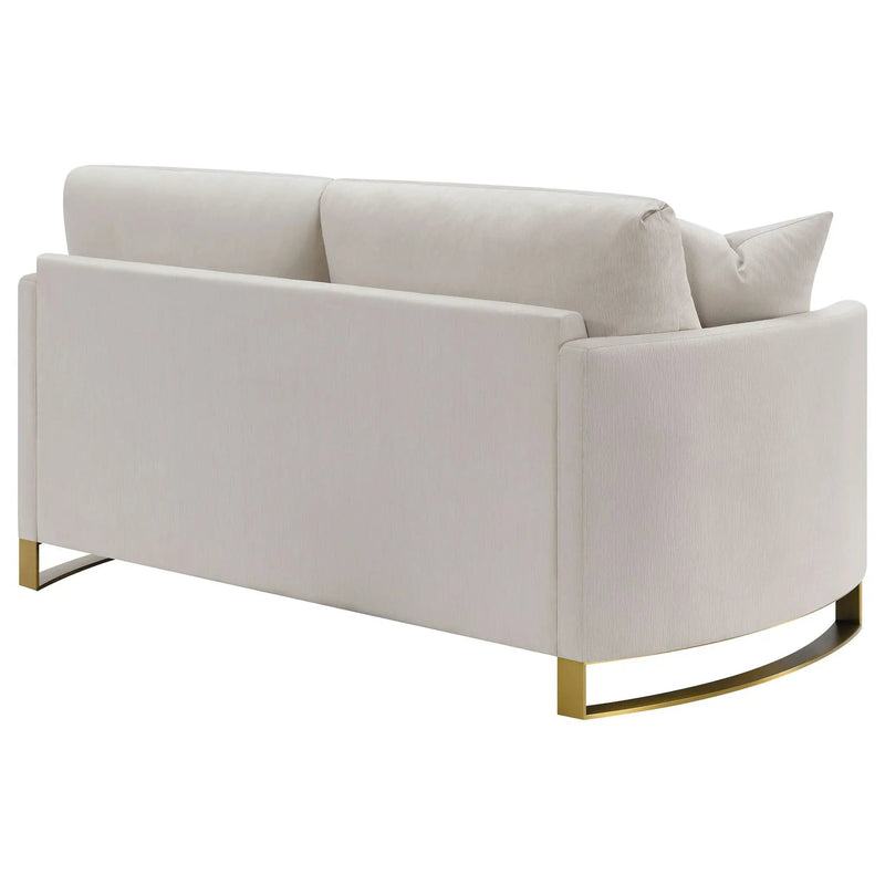 Corliss Upholstered Curved Track Arm Loveseat Beige by Unique Piece Furniture