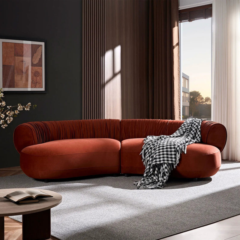 Modern Curved Sofa with Elegant Crescent Silhouette Design by HouseOfZazla