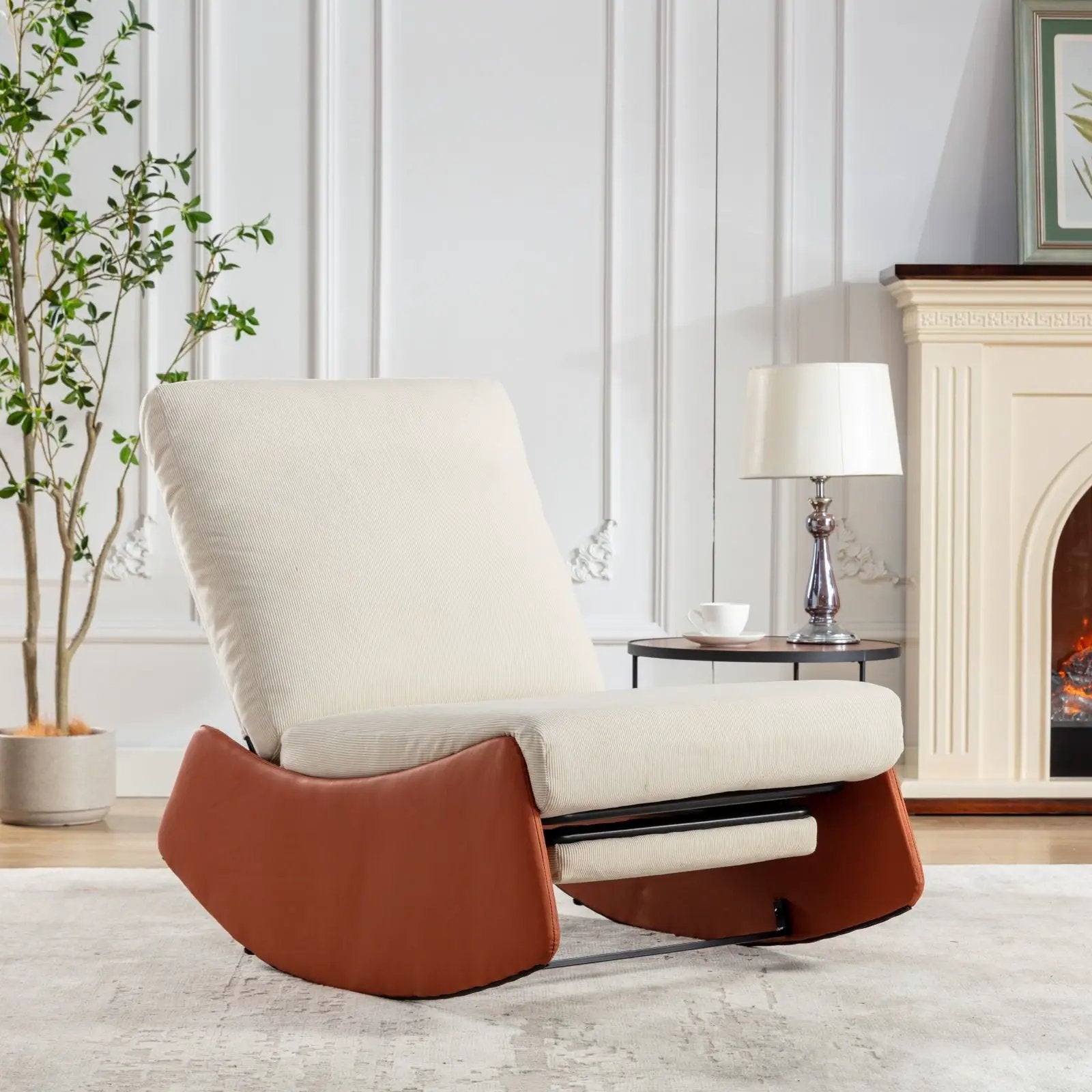 Modern Rocking Chair Recliner, Comfy Rocker Nursery Chair With Footrest, Accent Reading Chair, Upholstered Lounge Chair For Relaxing, Resting, Soft Padded Rocker For Indoor Living Room Bedroom by HouseOfZazla