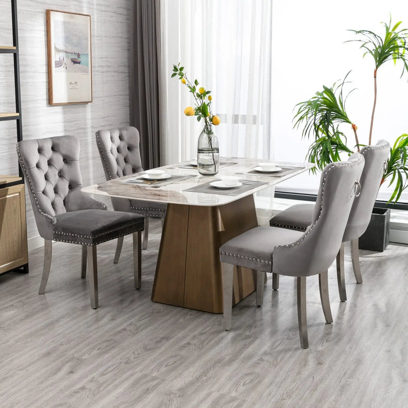 A&A Furniture Nikki Collection Modern Velvet Upholstered Dining Chairs - Set of 2 by HouseOfZazla