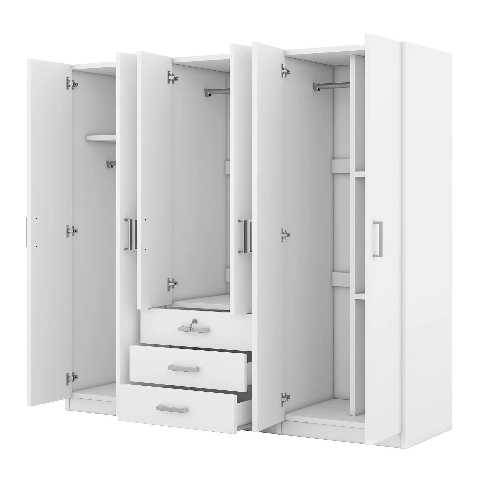 6 Doors Wardrobe Storage For Bedroom, With Big Drawers by HouseOfZazla