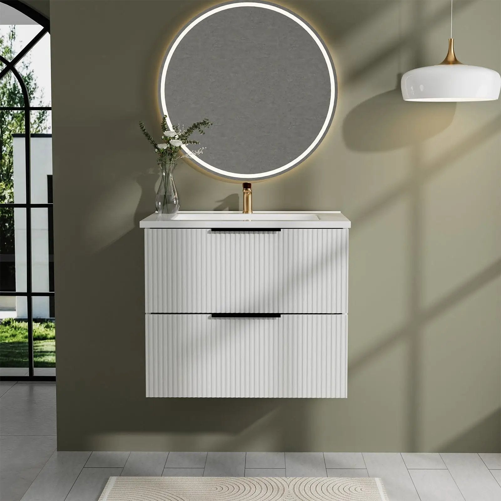 Modern Wall Mounted Floating Bathroom Vanity With Sink And Drawers by Unique Piece Furniture