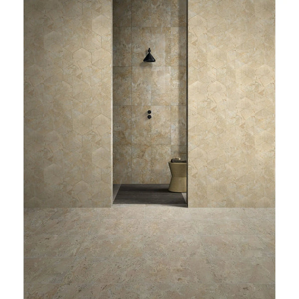 Marble Tile For Floor And Wall Honed 12 x 24" Stone (Set of 4) - Beige / Gold, photo 2 of 4