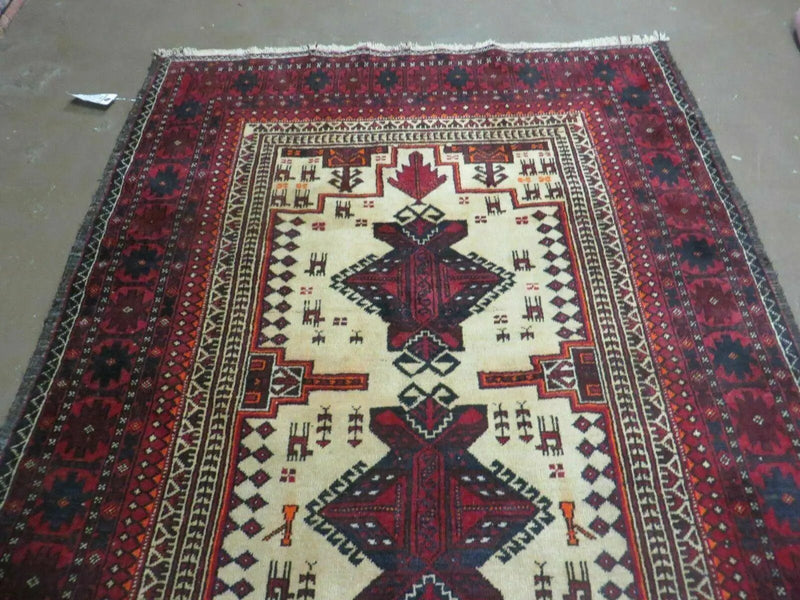 4' X 7' Vintage Handmade Pakistan Turkoman Bokhara Balouch Woven Wool Rug Nice by Jewel Rugs