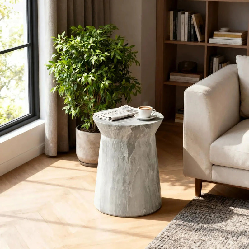 Round Outdoor End Table - Marble by Unique Piece Furniture