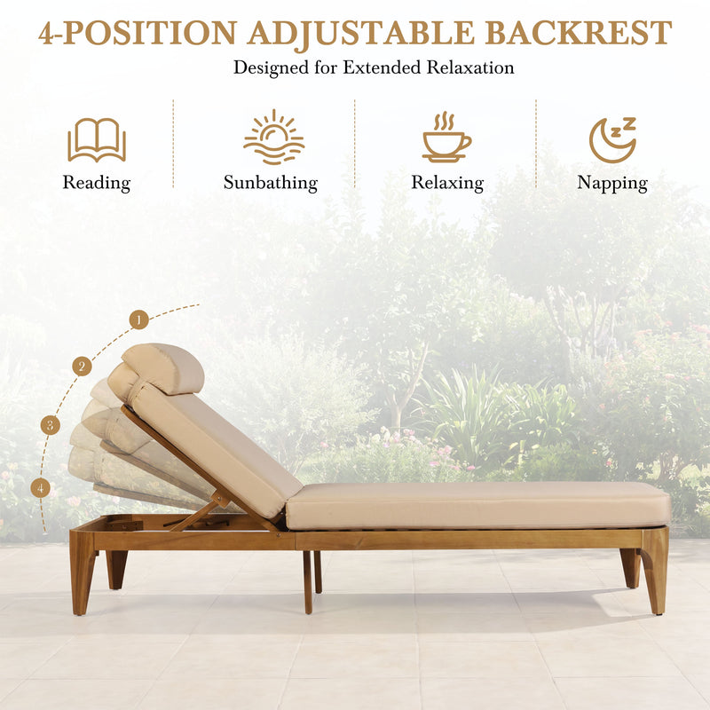 TOPMAX Acacia Wood Chaise Lounge by HouseOfZazla