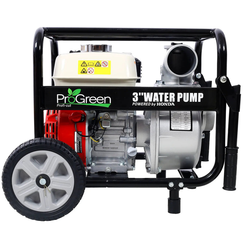 Honda - Gx160 Engine Water Pump 3" 264Gpm With Accessories Kit And Handle Wheel Kit - Black / Red by HouseOfZazla