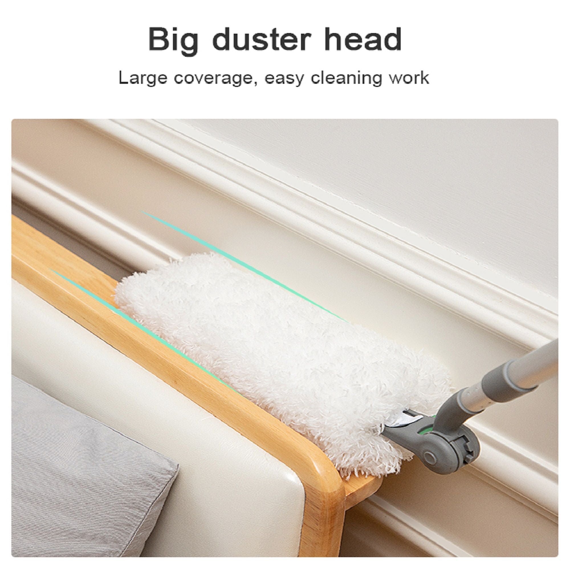 Long Handle Duster With Extension Bar, Home Dust Collector - White by HouseOfZazla