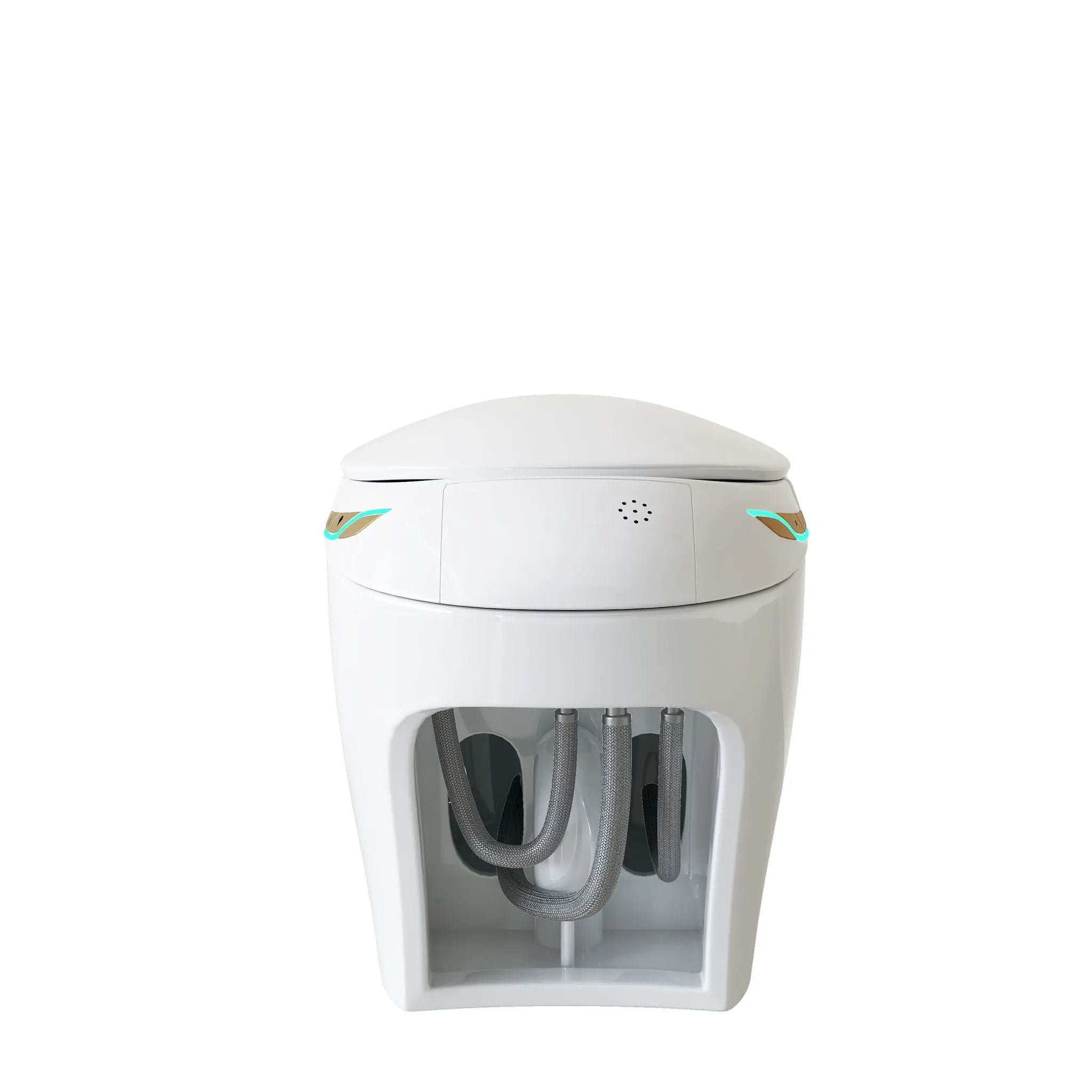Unique Smart Toile With Built In Bidet, Auto Open / Close Seat, Foot Sensor, LED Display, Night Light, Warm Water & Dryer Ceramic by HouseOfZazla