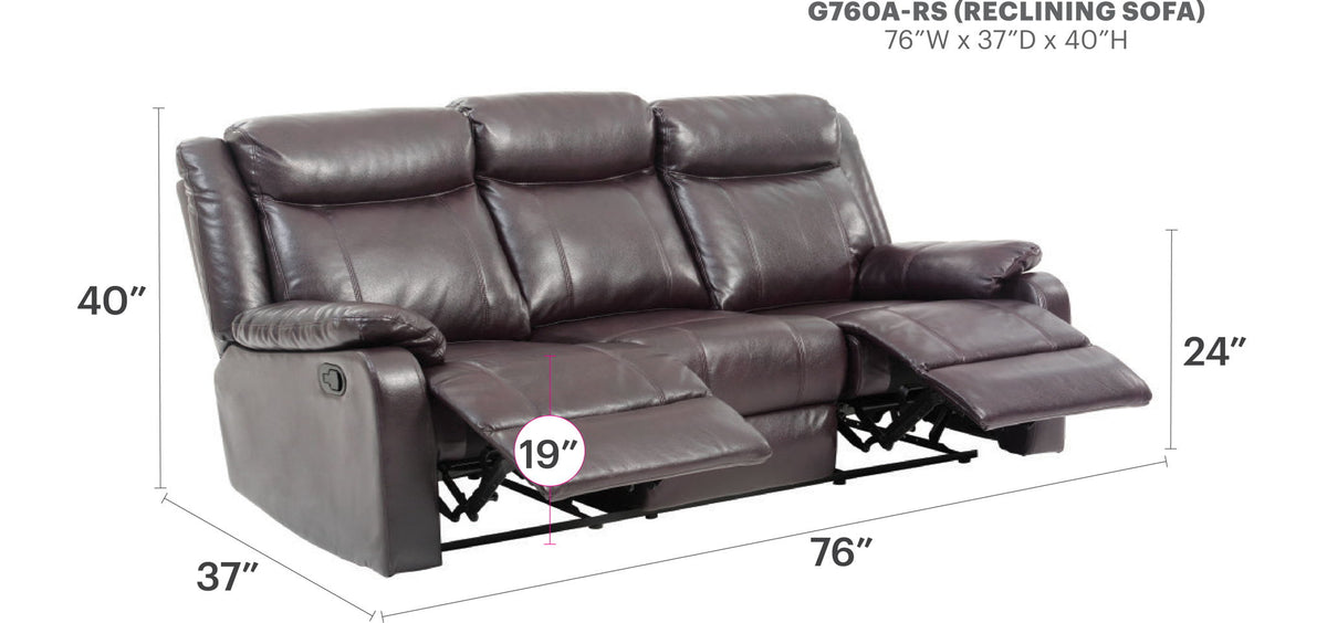 Contemporary Three Seater Reclining Sofa with Double Recliners - Multiple Colors, photo 25 of 29
