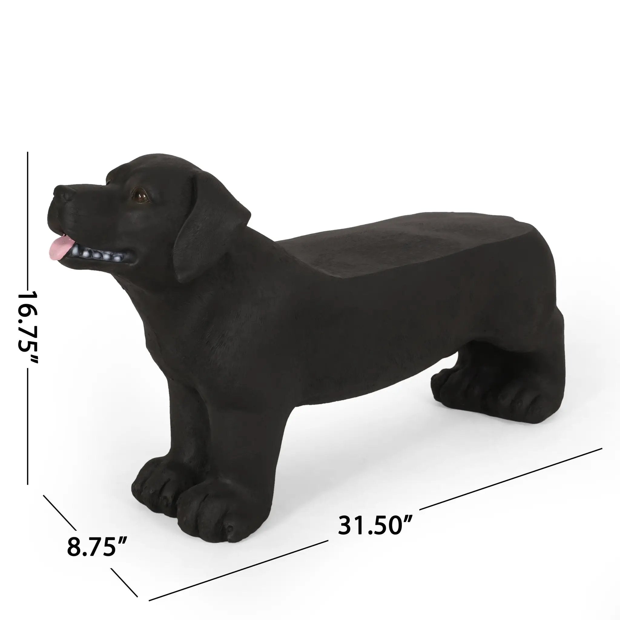 MGO Dog Bench - Outdoor Labrador Design, Matte Black by HouseOfZazla